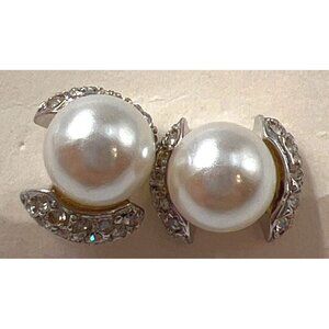 Silver Pearl Earrings Pierced Argento Senza Nichel CI88128